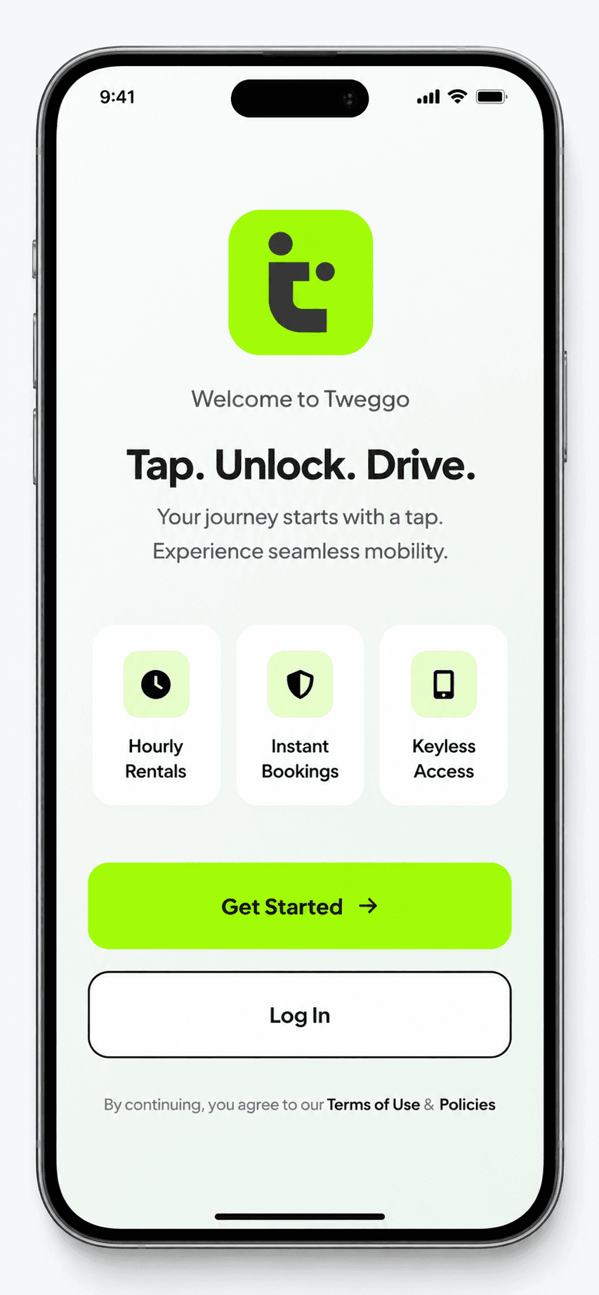 Tweggo app mockup
