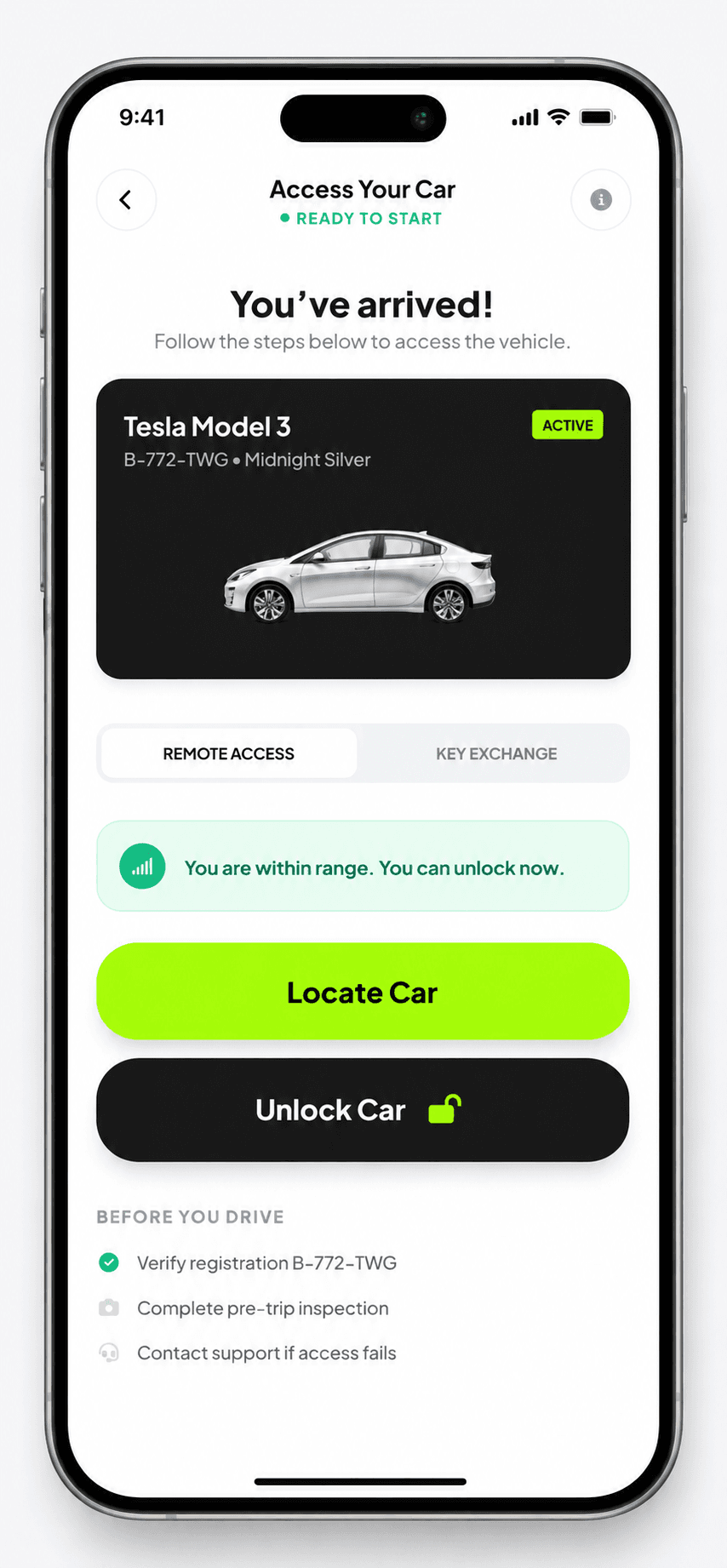 Tweggo app unlock screen